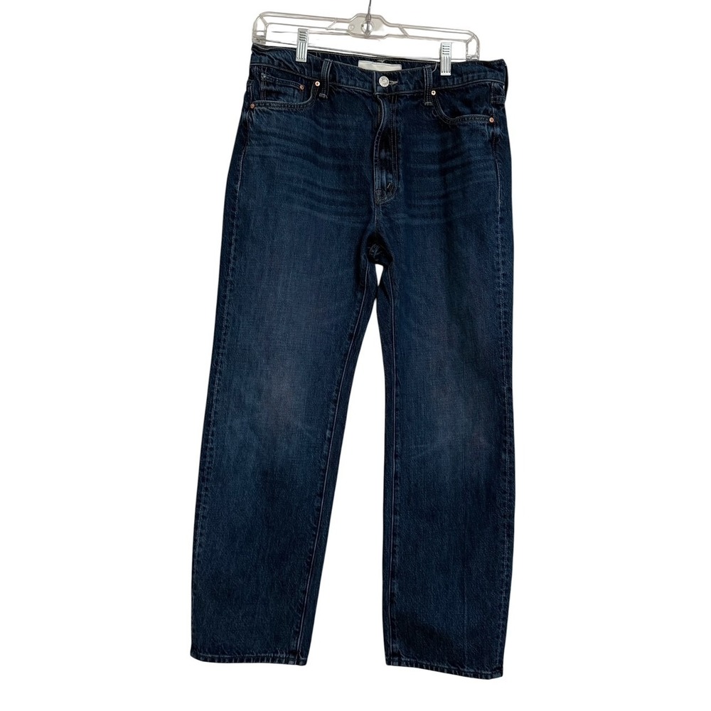 Mother The Ditcher Zip Flood Jeans Womens 28 Blue Med Wash Straight Ankle Denim
